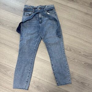 Abercrombie & Fitch Belted Ultra High Rise Super Skinny Ankle Jeans